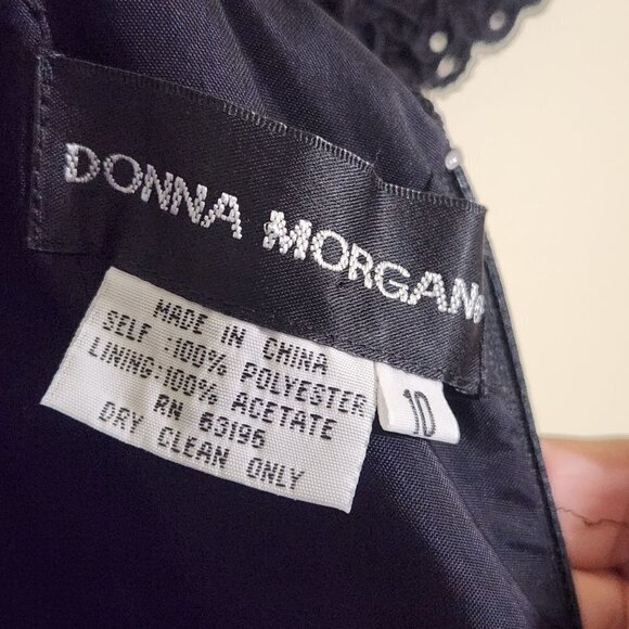 Donna Morgan Vintage 80s Black Wiggle Dress Crochet Accent Size 10 - Picture 6 of 6